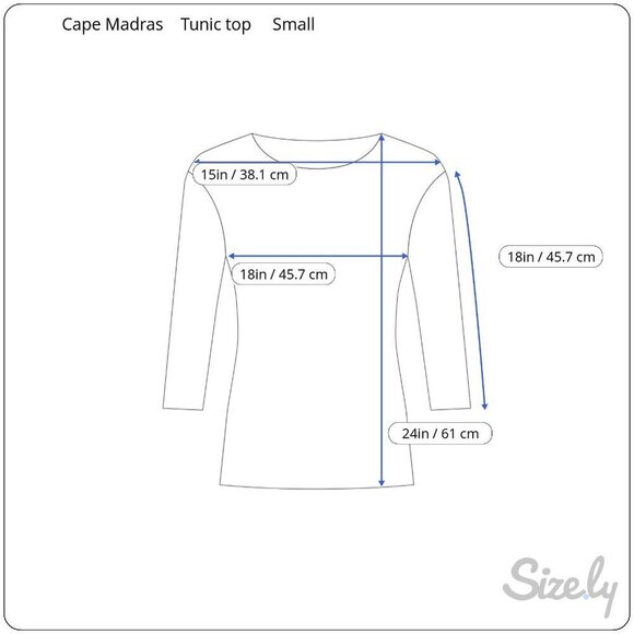 Cape Madras Womens Quarter Sleeve Stretch Blue White Patterned Tunic Top Small - Picture 5 of 8